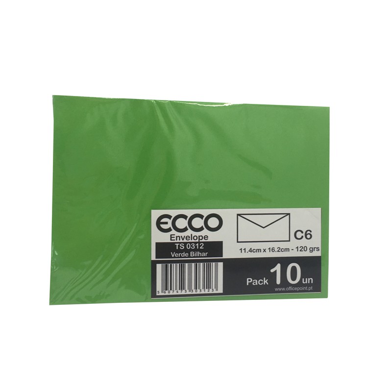 Pack 10 Envelopes C6 114x162 TS-0312 Verde Bilhar