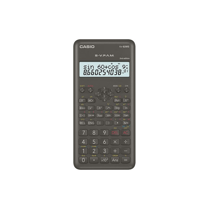 Calculadora Científica com 240 Funções, Visor de 2 Linhas e 10 Dígitos,  Casio, FX-82MS, Cinza