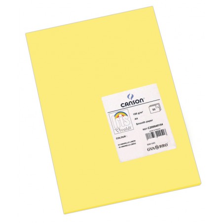 Pack 50 Cartolinas A4 Guarro Íris Canson 40154 Amarelo Limão