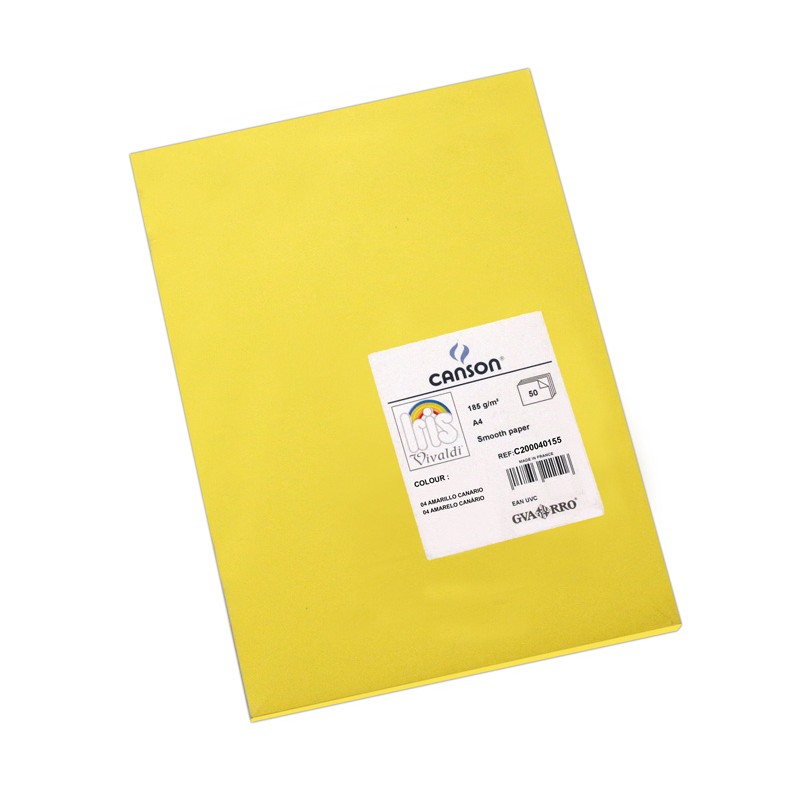 Pack 50 Cartolinas A4 Guarro Íris Canson 40155 Amarelo Canário Pack 50 Cartolinas A4 Guarro Íris Canson 40155 Amarelo Canário