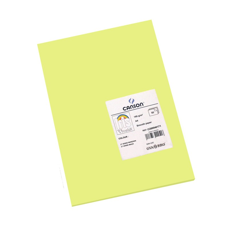 Pack 50 Cartolinas A4 Guarro Íris Canson 40171 Verde Maçã Pack 50 Cartolinas A4 Guarro Íris Canson 40171 Verde Maçã