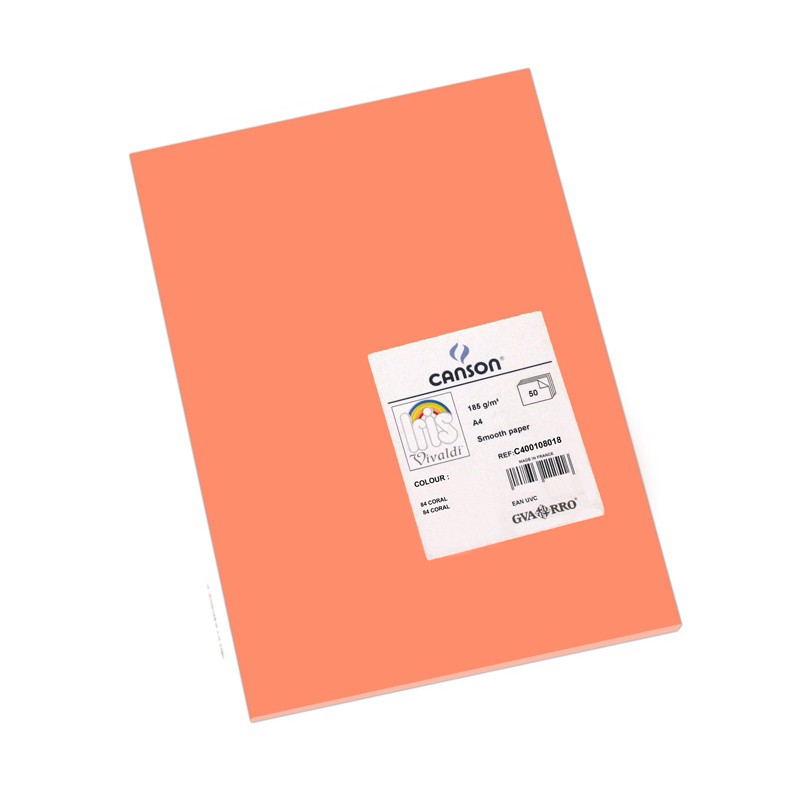 Pack 50 Cartolinas A4 Guarro Íris Canson 108018 Coral Pack 50 Cartolinas A4 Guarro Íris Canson 108018 Coral