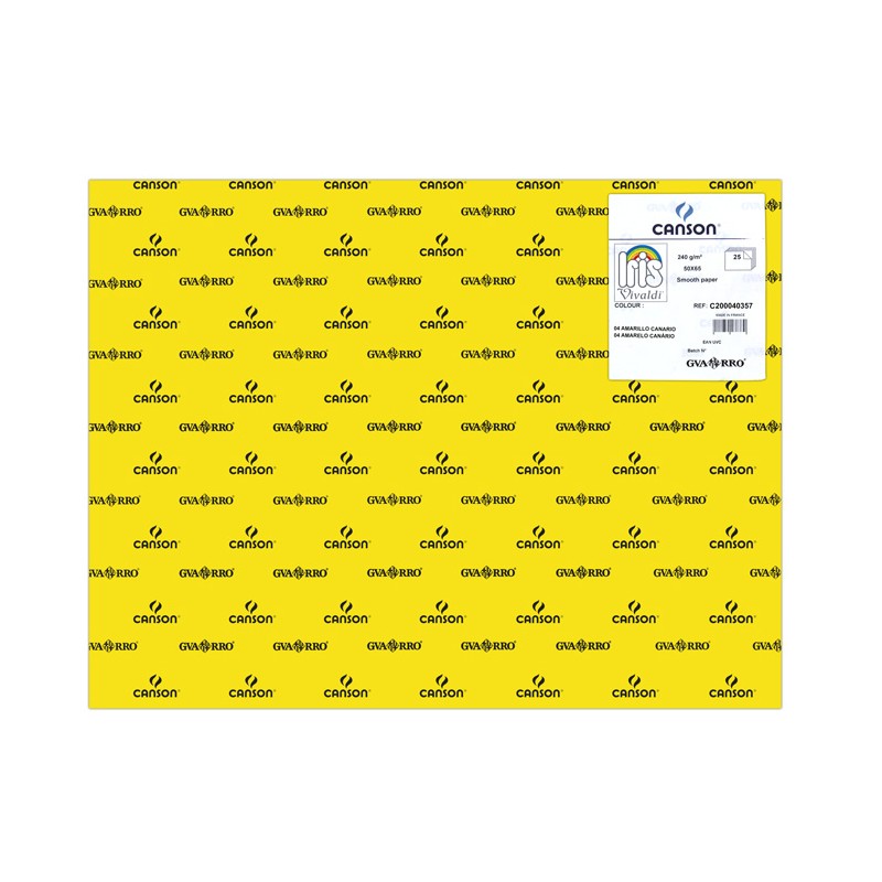 Cartolina A2 240gr Canson Íris Amarelo Canário 40357 - Pack 25 unidades