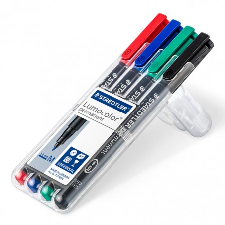 Estojo com 4 Marcadores Staedtler Lumocolor Ponta Média 317-WP4