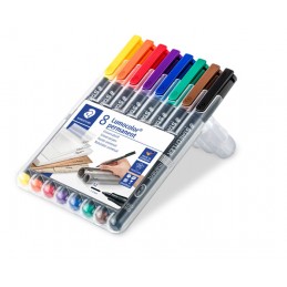 Estojo com 8 Marcadores Staedtler Lumocolor Ponta Média 317-WP8