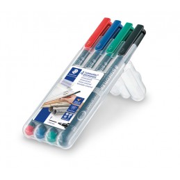 Estojo com 4 Marcadores Staedtler Lumocolor Ponta Fina 318-WP4