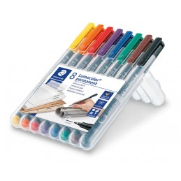 Estojo com 8 Marcadores Staedtler Lumocolor Ponta Fina 318-WP8