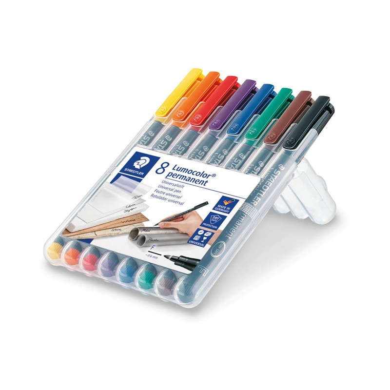 Estojo com 8 Marcadores Staedtler Lumocolor Ponta Fina 318-WP8