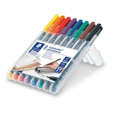 Estojo com 8 Marcadores Staedtler Lumocolor Ponta Fina 318-WP8