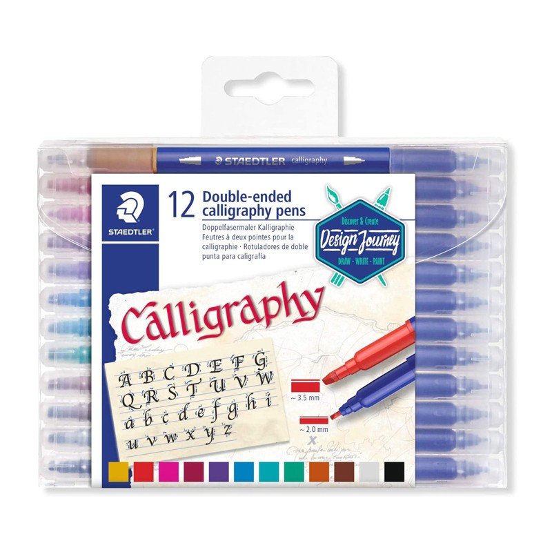 Estojo 12 Marcadores Staedtler Dupla Ponta Caligrafia 3005 TB12 Estojo 12 Marcadores Staedtler Dupla Ponta Caligrafia 3005 TB12