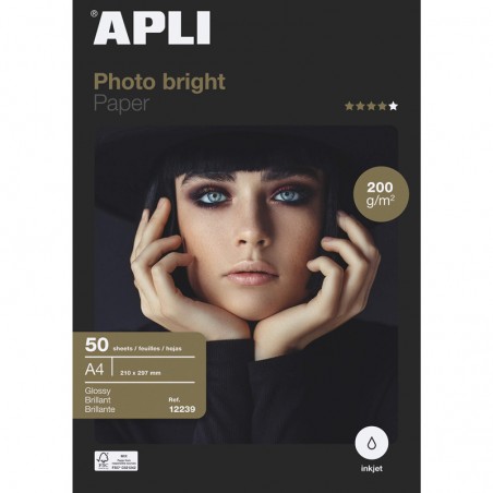 Emb. c/50 Folhas Papel Fotografia A4 Apli 200g 12239