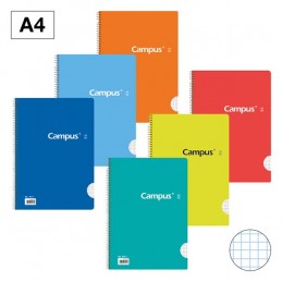 Pack 6 Cadernos Espiral Campus A4 Quadriculado