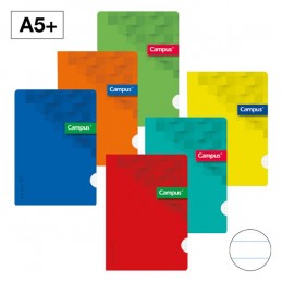 Pack 6 Cadernos Agrafados Capa Plástica Campus A5 Pautado