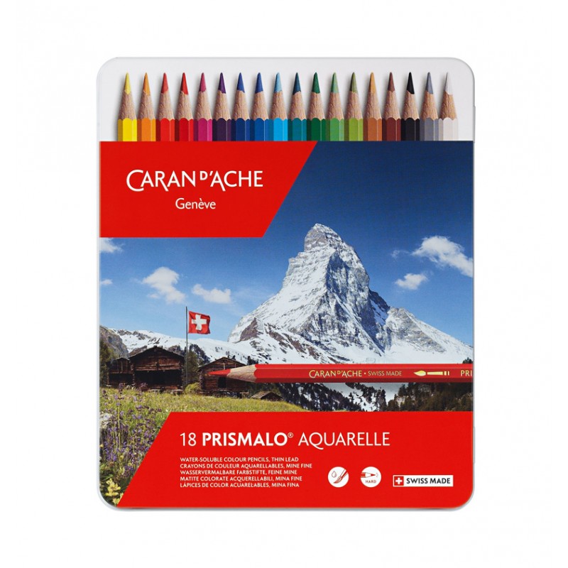 Lápis de Cor Caran d'Ache Prismalo - Caixa Metálica 18 unidades