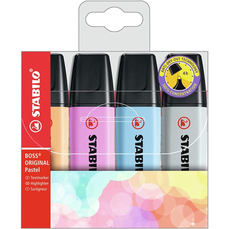 Estojo 4 Marcadores Fluorescente Stabilo Boss Pastel 70/4-4 Cores Sortidos Estojo 4 Marcadores Fluorescente Stabilo Boss Pastel 70/4-4 Cores Sortidos