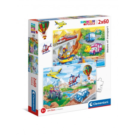 Puzzle 2x60 Peças Clementoni 21619 Meios de Transporte