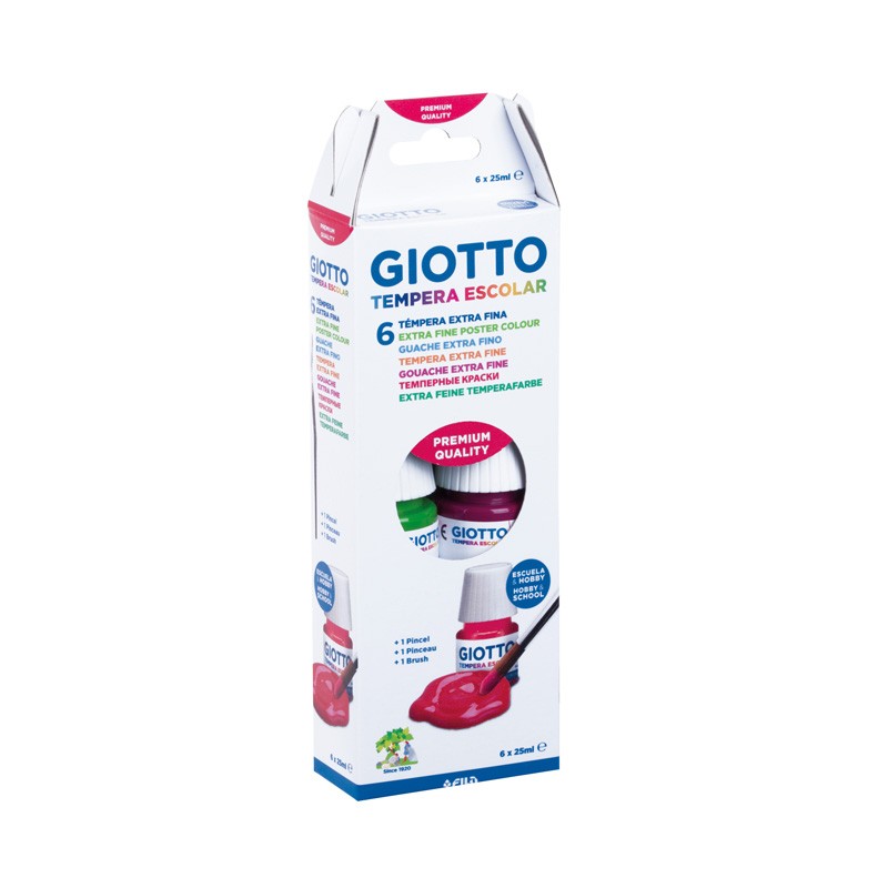 Guache Giotto 25 ml Cores Sortidas 356600 - Pack 6 frascos Guache Giotto 25 ml Cores Sortidas 356600 - Pack 6 frascos