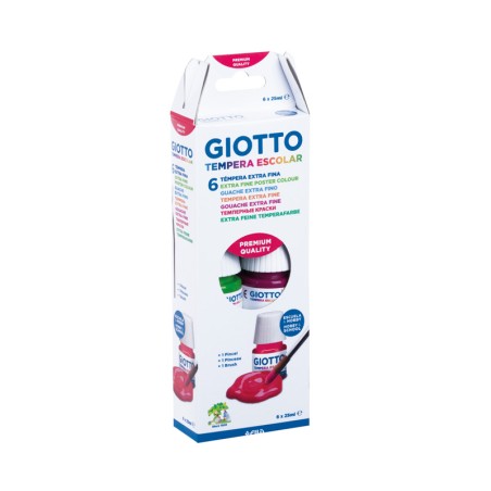 Guache Giotto 25 ml Cores Sortidas 356600 - Pack 6 frascos