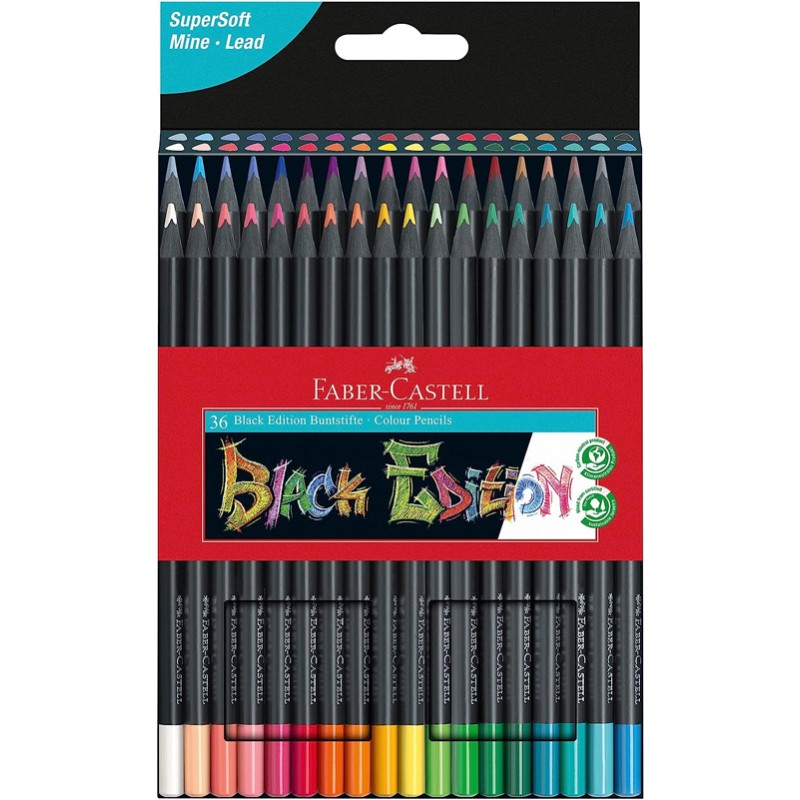 Lápis de Cor Faber Castell Black Edition 116436 - Caixa 36 unidades