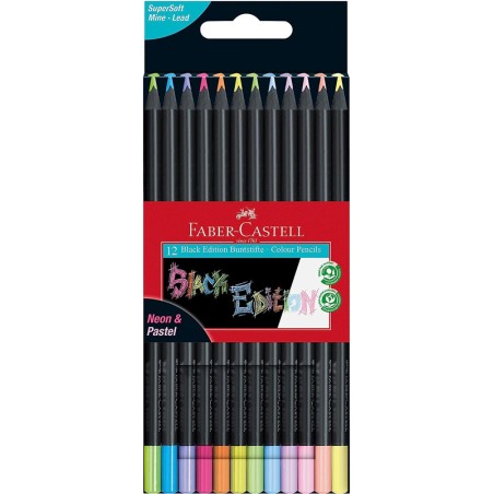 Lápis de Cor Faber Castell Black Edition Neon 116410 - Caixa 12 unidades
