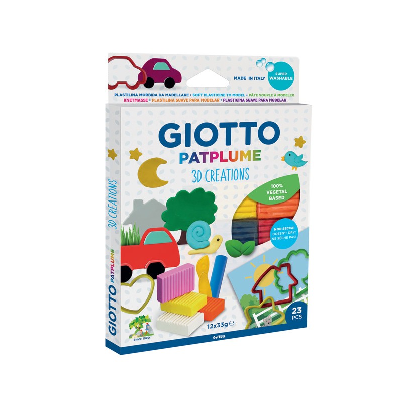 Plasticina Giotto Patplume 3D 12x33gr + Acessórios 513700