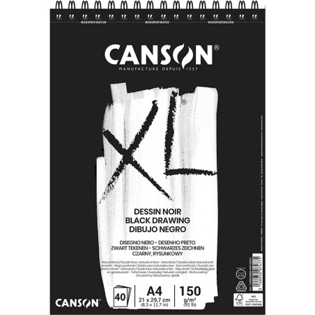 Canson XL - Bloco Dessin Noir 40 Folhas 150gr A4