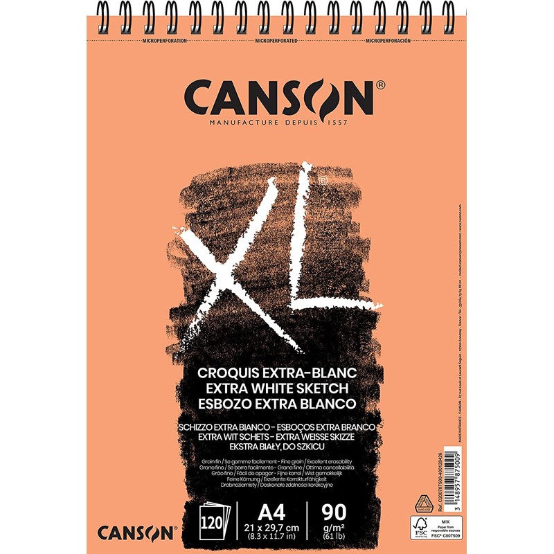 Canson XL - Bloco Extra Blanc 120 Folhas 90gr A4 Canson XL - Bloco Extra Blanc 120 Folhas 90gr A4