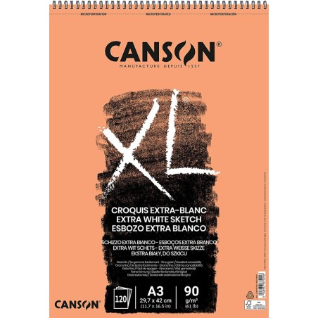 Canson XL - Bloco Extra Blanc 120 Folhas 90gr A3