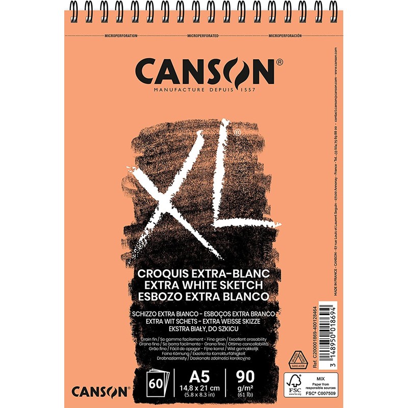 Canson XL - Bloco Extra Blanc 60 Folhas 90gr A5