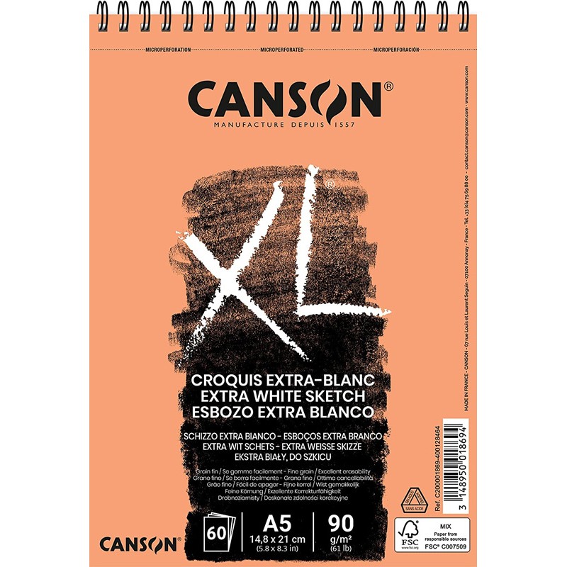 Canson XL - Bloco Extra Blanc 60 Folhas 90gr A5 Canson XL - Bloco Extra Blanc 60 Folhas 90gr A5