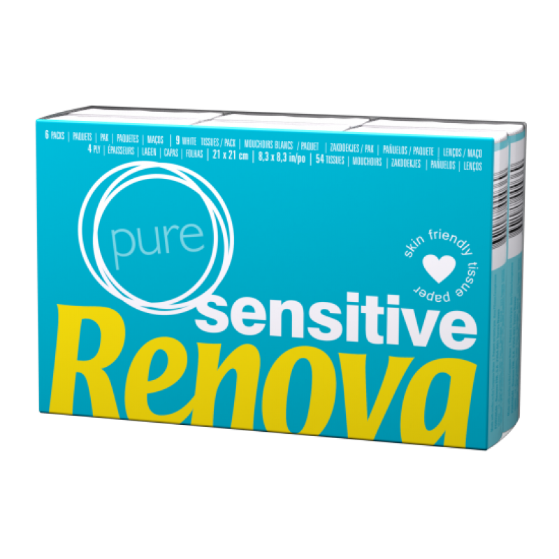 Pack 6 Pacotes de Lenços de Papel de Bolso Renova Sensitive Pack 6 Pacotes de Lenços de Papel de Bolso Renova Sensitive
