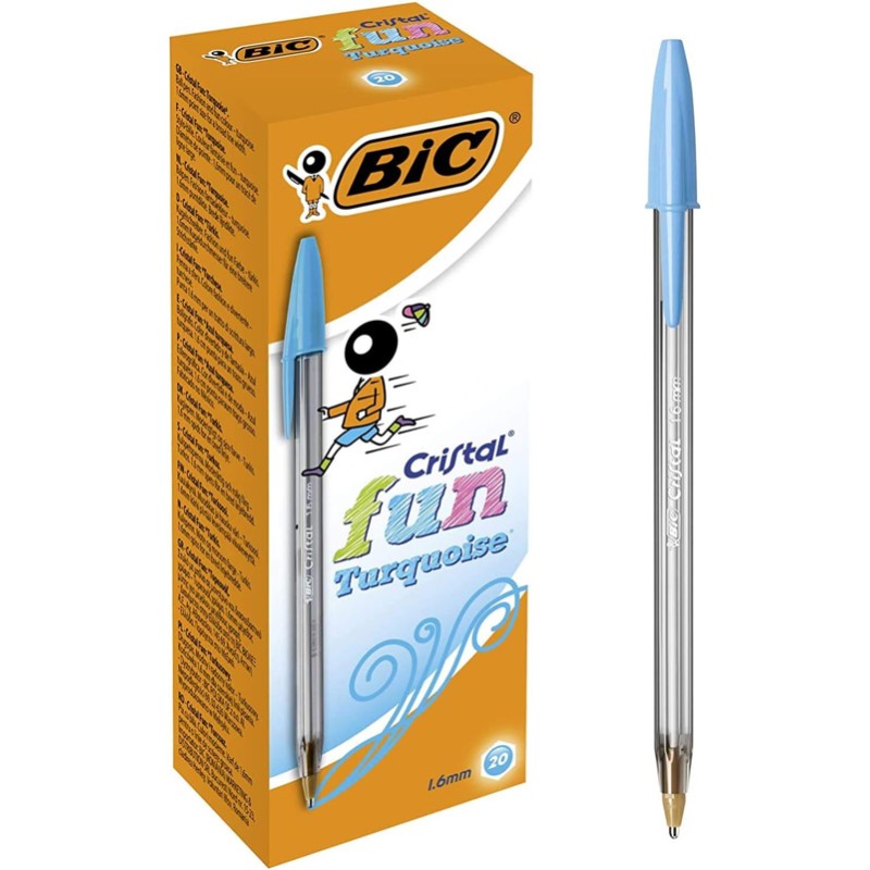 Caixa 20 Esferográficas BIC Cristal Large 1.6mm Azul Turquesa