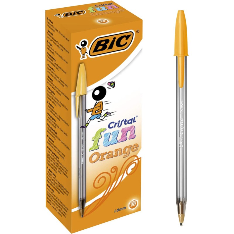 Caixa 20 Esferográficas BIC Cristal Fun Laranja