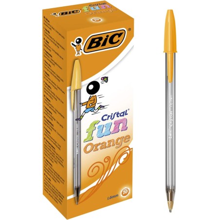 Caixa 20 Esferográficas BIC Cristal Fun Laranja