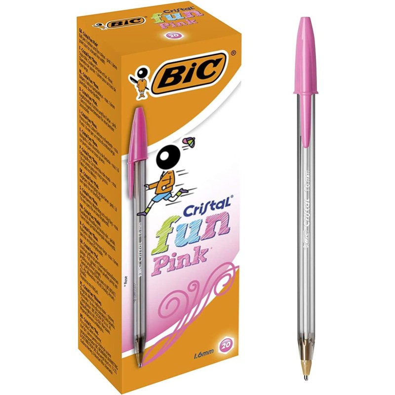 Caixa 20 Esferográficas BIC Cristal Fun Rosa