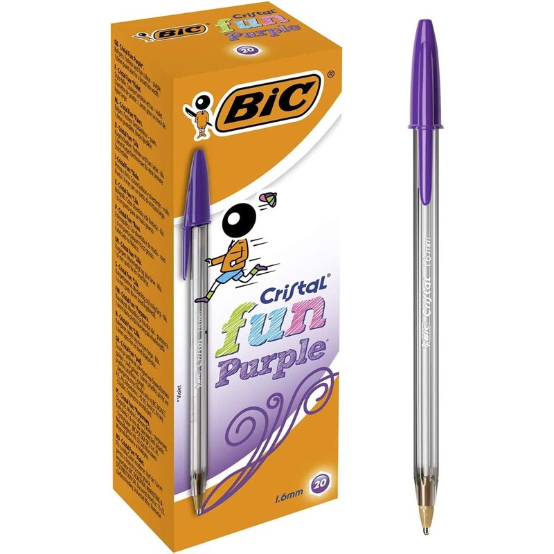 Caixa 20 Esferográficas BIC Cristal Fun Violeta Caixa 20 Esferográficas BIC Cristal Fun Violeta