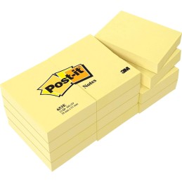 Pack 12 Blocos Adesivos Post-It 3M Amarelo 653 38x51mm