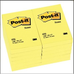 Pack 12 Blocos Adesivos Post-It 3M Amarelo 656 76x51mm