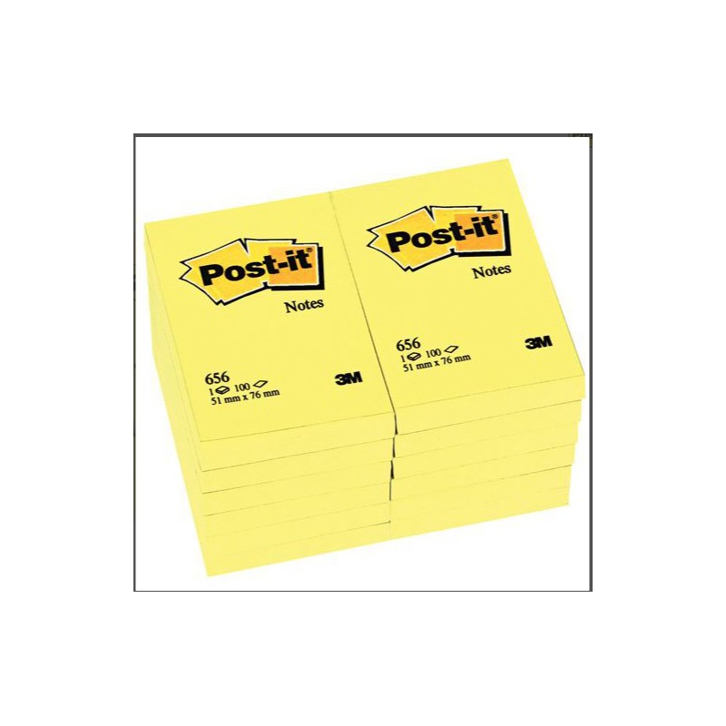 Pack 12 Blocos Adesivos Post-It 3M Amarelo 656 76x51mm Pack 12 Blocos Adesivos Post-It 3M Amarelo 656 76x51mm