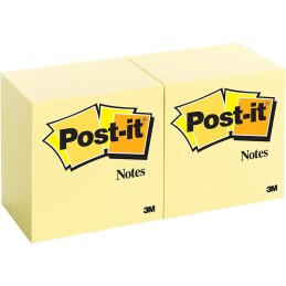 Pack 12 Blocos Adesivos Post-It 3M Amarelo 654 76x76mm