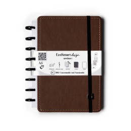 Caderno Folhas Extraíveis Ambar EcoSmart PU A5 Castanho