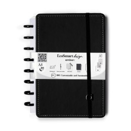 Caderno Folhas Extraíveis Ambar EcoSmart PU A5 Preto