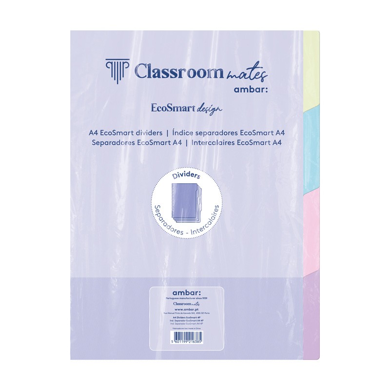 Índice 4 Separadores para Caderno Ambar EcoSmart A4 Índice 4 Separadores para Caderno Ambar EcoSmart A4