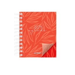 Agenda Mini Secretária Espiral A6 Ambar Look 2024 Vermelha