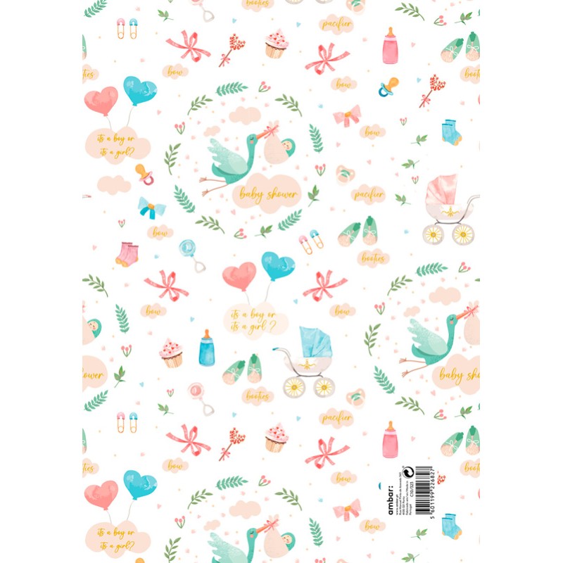 Pack 25 Fls. Papel Fantasia Criança C10/323 Baby Shower Pack 25 Fls. Papel Fantasia Criança C10/323 Baby Shower