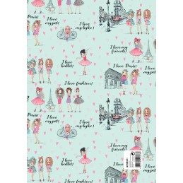 Pack 25 Fls. Papel Fantasia Criança C10/334 Love Paris