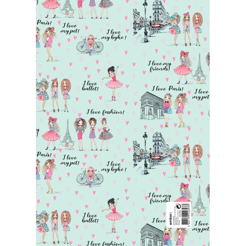 Pack 25 Fls. Papel Fantasia Criança C10/334 Love Paris Pack 25 Fls. Papel Fantasia Criança C10/334 Love Paris