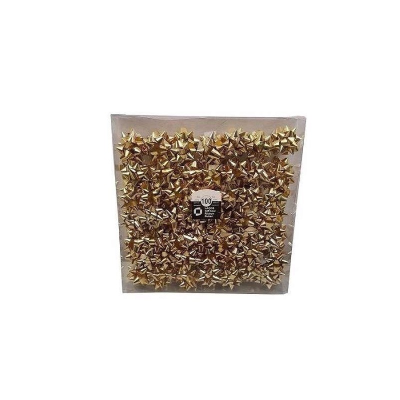 Caixa com 100 Laços Lux Metalizado 14mm Ouro Caixa com 100 Laços Lux Metalizado 14mm Ouro