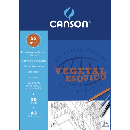 Bloco Papel Vegetal Esquiço Canson A3 55g 05630