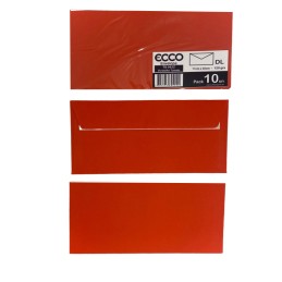 Pack 10 Envelopes DL 110x220 TS-0422 Vermelho